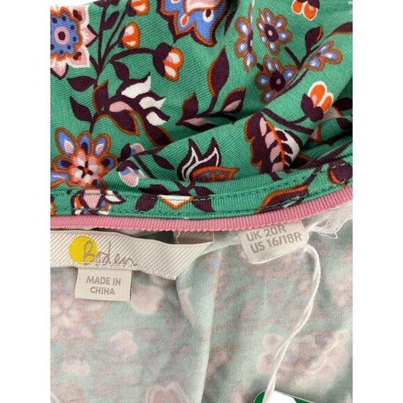 Boden Womens Wrap Dress UK 20 US 16 18 Green Floral Midi Ruffle Vneck D0174 NWT - Picture 4 of 13